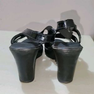 Black Wedge Heels Sandals