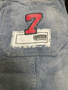 Denim Overall Dress with London Patch