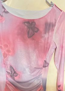 Savana Butterfly Print Mesh Dress