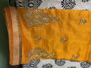 Chanderi Silk Yellow Saree