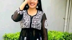 Black Embroided Georgette Short Anklarkali