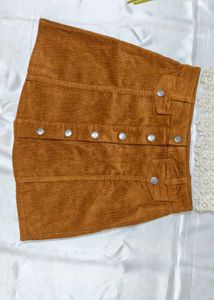 Corduroy Button Front Mini Skirt