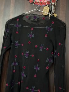 Embroidered Long Sleeve Top