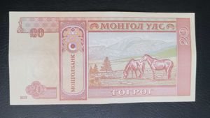 Mongolian 20 Tugrik Banknote
