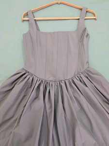 ZARA Grey Corset Flare Dress with Pockets