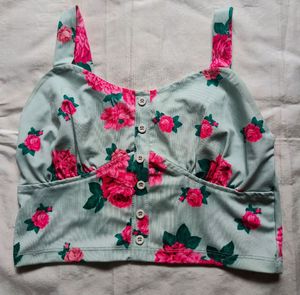 Floral Button-Down Crop Top