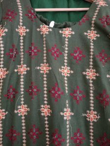 Embroidered Kurta Salwar Set For Women, Green, 46
