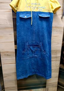 Denim Dress with Yellow Top Size 38