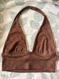 Brown Halter Crop Top