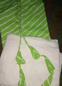 Green & White Striped Fabric