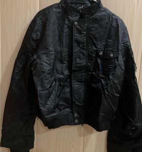 Black Cropped Bomber Jacket