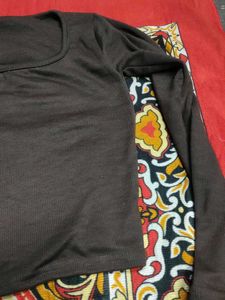 solid brown long-sleeved top