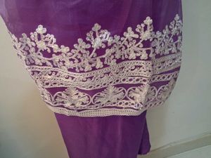 Purple Embroidered Dress Material