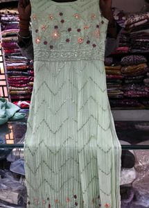 Elegant Mint Green Ethnic Gown