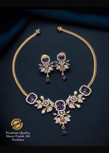 Elegant Purple Stone Necklace Set
