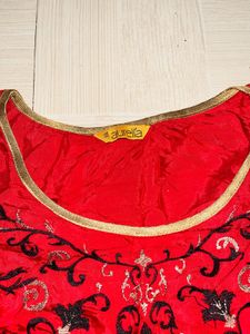 Elegant Red Embroidered Kurti Dress