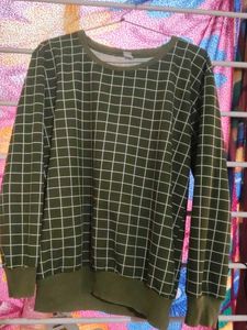 Green Grid Long Sleeve Top