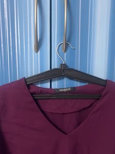 Harps Burgundy Bell Sleeve Top-XL