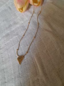 Golden Heart Charm Pendant Chain(anti Tarnish)