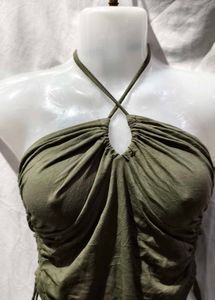 21112.Olive Halter Top