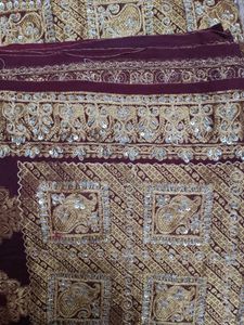 Embroidered Golden brown sari