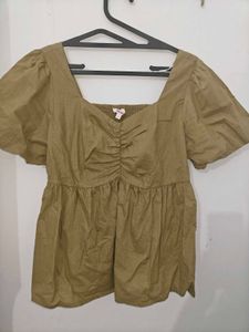 Olive Square Neck Babydoll Top