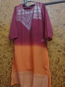 Maroon And Orange Kurta Plazo Set By Lifestyle