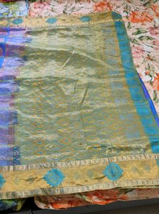 Blue And Green soft silk Saree