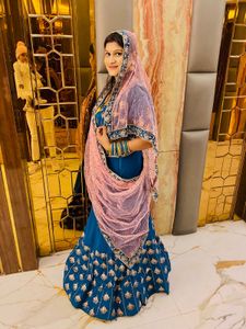 Blue Embroidered Lehenga Choli Set
