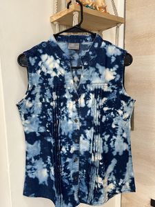 VERO MODA Blue Tie-dye Effect Denim Sleeveless Top