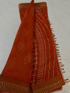 Orange  Printed Saree