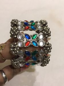 Oxidised Bangle With Ring