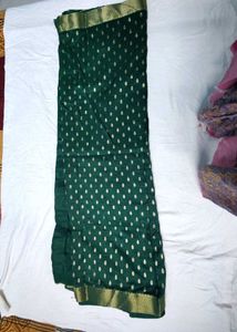 Dark Green Heavy Look Festival Saree