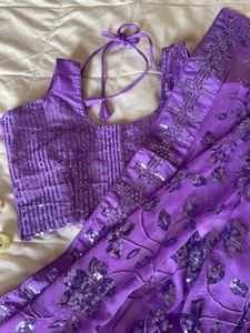 Bollywood y2k Purple sequins Saree