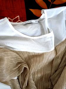 White &amp; Gold Ruffle Top