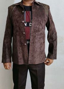 Velvet Blazer with Shoulder Detail