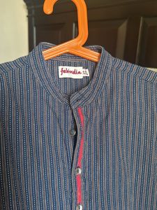 Cotton Kurta With Ikat Print Jacket