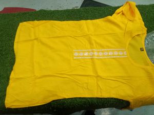 Yellow Embroidered Kurti