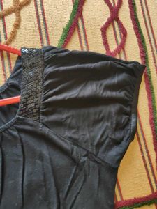 Chic Black Top with Bow Detail