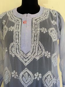 Chikankari Elegant Blue Kurta
