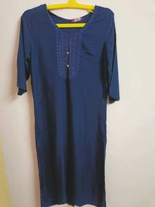 Navy Blue Embroidered Kurta