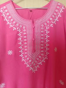 Pink Embroidered Kurta