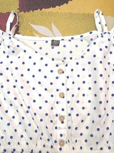 Polka Dot Style White Colour Kurti