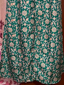 Green Floral golden Print Stylish Dress