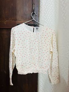 Heart Print Long Sleeve Top (Asthetic)