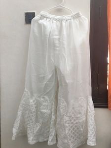 White Chikankari Kurta Sharara Set With Inner