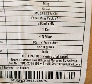 Set Of Four Tea/Coffee Mugs New With Tag