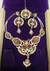 Elegant Red & Gold Jewelry Set