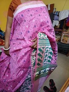 Pink Ethnic Print Saree