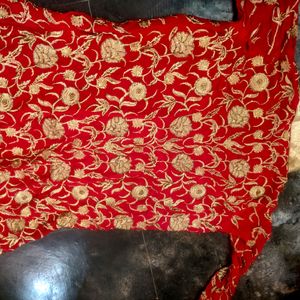 Red Fully Work Fishcut Frock